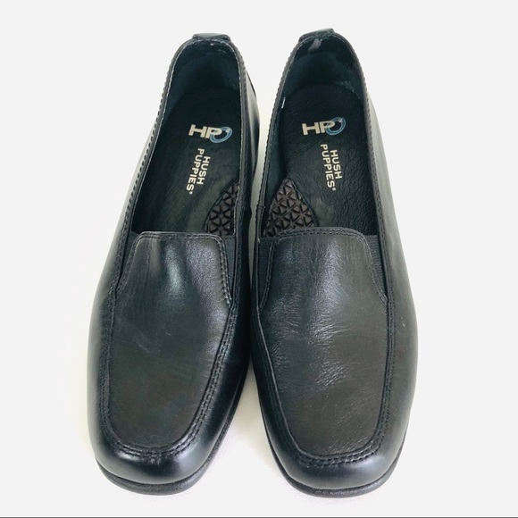 hush puppies black leather shoes